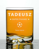 Szklanka okrągła z falowanym dnem na whisky 330 ml + Grawer "Super Piłkarz" + Imię